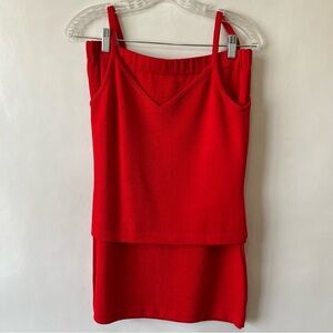 St. John Evening Red Knit Top & Skirt Set